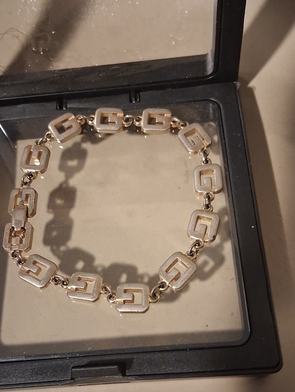 AUTHENTIC GIVENCHY VINTAGE Gold Plated/Silver  Geometric Link Bracelet